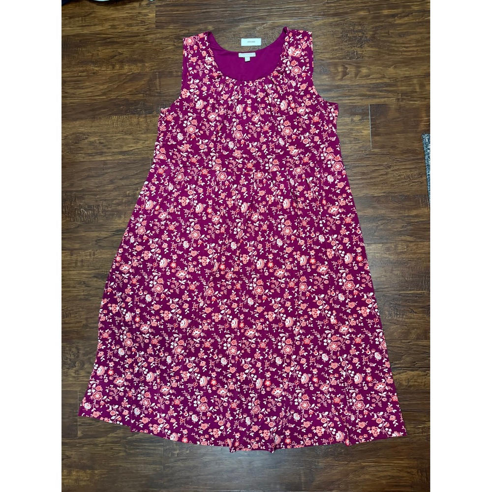 Woman Within Womens 2X 26/28 Purple Floral Sleeveless Pleated Midi A-Line Dress